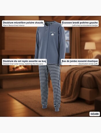 Pijama hombre forrado polar escudo bordado ozabi