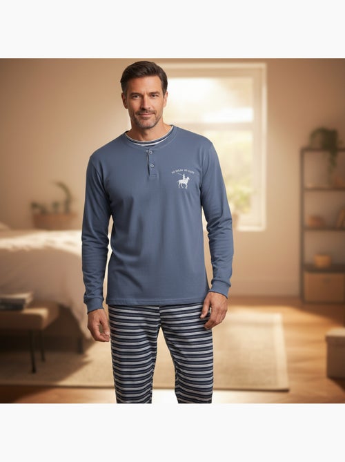 Pijama hombre forrado polar escudo bordado ozabi - Kiabi