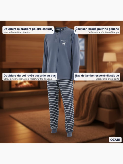 Pijama hombre forrado polar escudo bordado ozabi - Kiabi