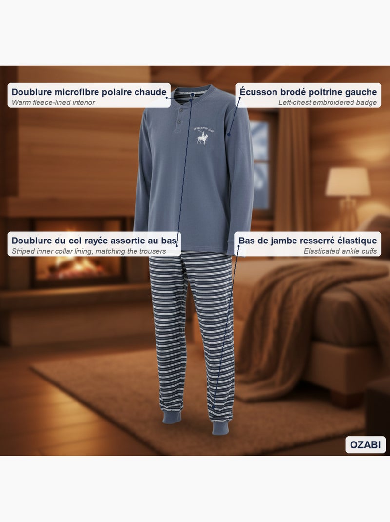 Pijama hombre forrado polar escudo bordado ozabi Gris - Kiabi