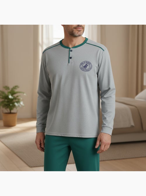 Pijama hombre forrado polar escudo bordado ozabi - Kiabi Pijama hombre forrado polar escudo bordado ozabi - Kiabi