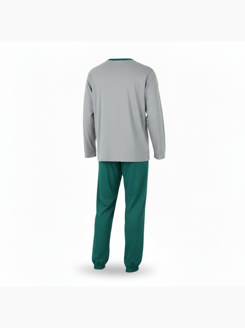 Pijama hombre forrado polar escudo bordado ozabi Gris - Kiabi