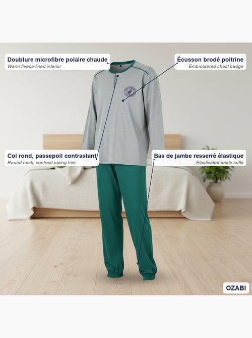 Pijama hombre forrado polar escudo bordado ozabi - Kiabi Pijama hombre forrado polar escudo bordado ozabi - Kiabi