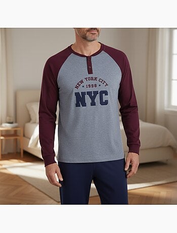 Pijama hombre forro polar bordado nueva york ozabi