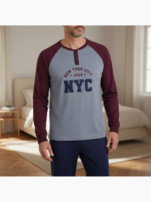 Pijama hombre forro polar bordado nueva york ozabi - Kiabi
