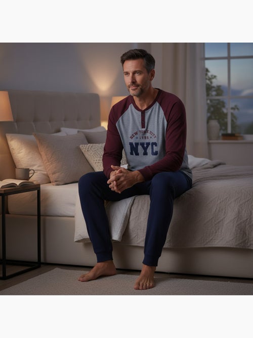 Pijama hombre forro polar bordado nueva york ozabi - Kiabi