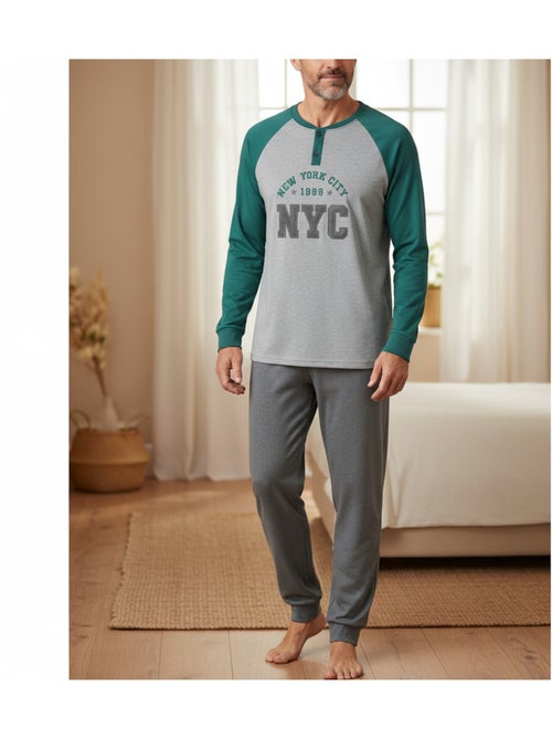 Pijama hombre forro polar bordado nueva york ozabi - Kiabi