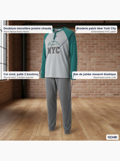 Pijama hombre forro polar bordado nueva york ozabi - Kiabi