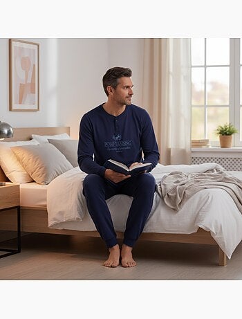 Pijama hombre forro polar estampado bordado ozabi