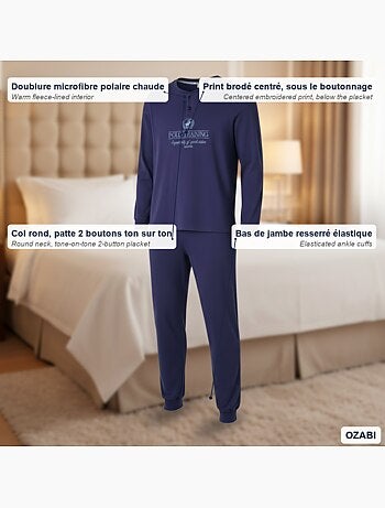 Pijama hombre forro polar estampado bordado ozabi