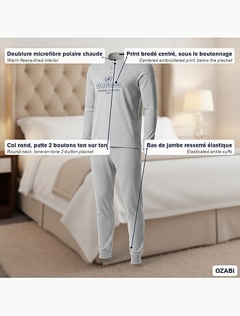 Pijama hombre forro polar estampado bordado ozabi