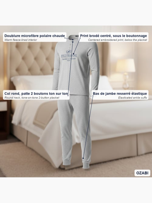 Pijama hombre forro polar estampado bordado ozabi - Kiabi