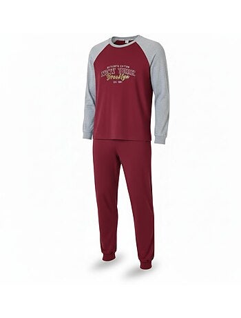 Pijama hombre forro polar raglan bordado ozabi
