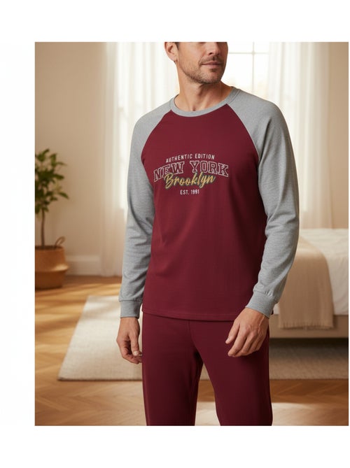 Pijama hombre forro polar raglan bordado ozabi - Kiabi