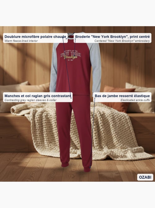 Pijama hombre forro polar raglan bordado ozabi - Kiabi