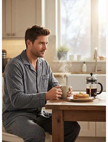 Pijama Hombre Invierno Polar Abotonado C2529