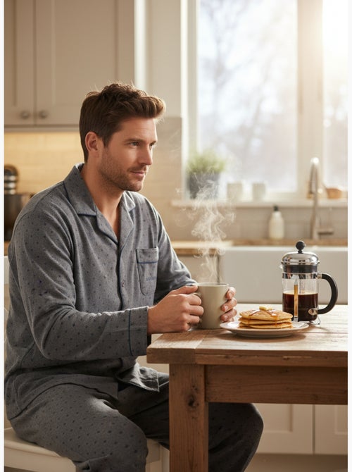 Pijama Hombre Invierno Polar Abotonado C2529 - Kiabi Pijama Hombre Invierno Polar Abotonado C2529 - Kiabi