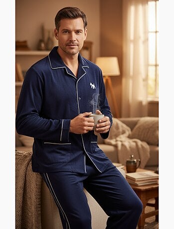 Pijama Hombre Invierno Polar Abotonado C2530