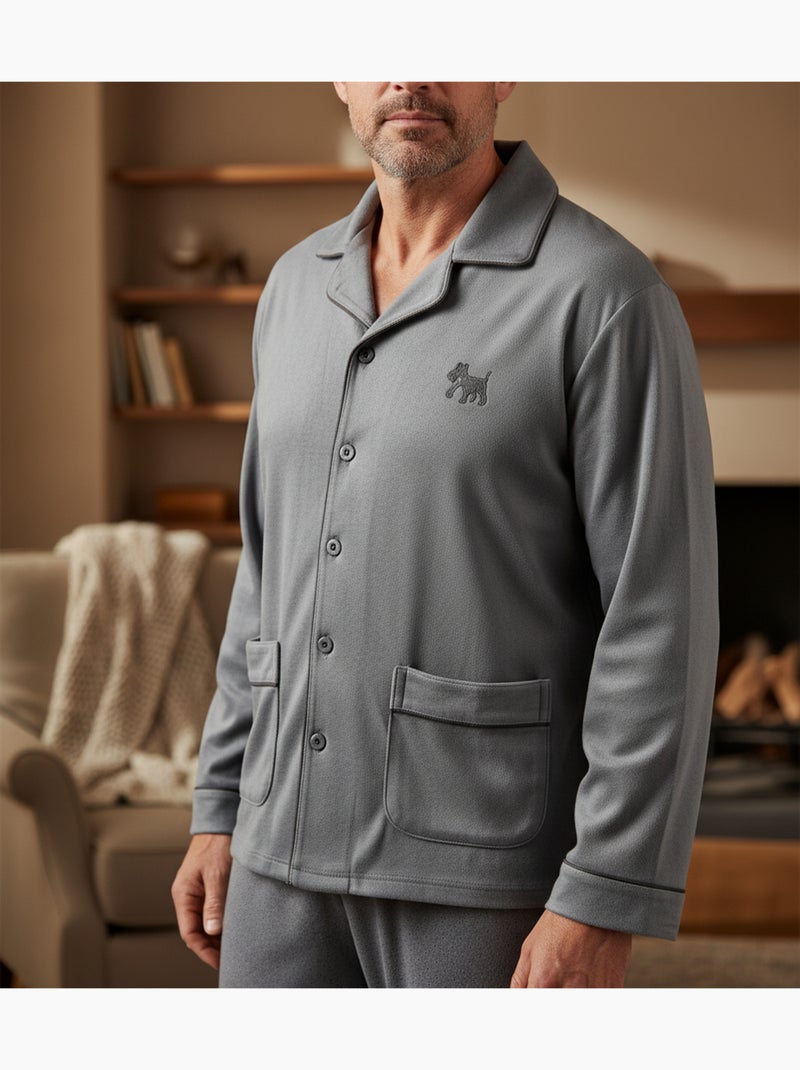 Pijama Hombre Invierno Polar Abotonado C2530 Gris - Kiabi