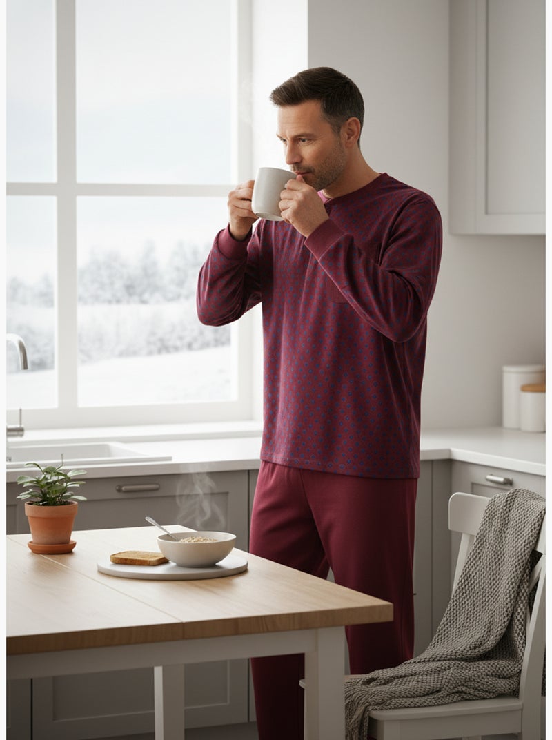 Pijama Hombre Invierno Polar Premium CALM Z2550 Burdeos - Kiabi