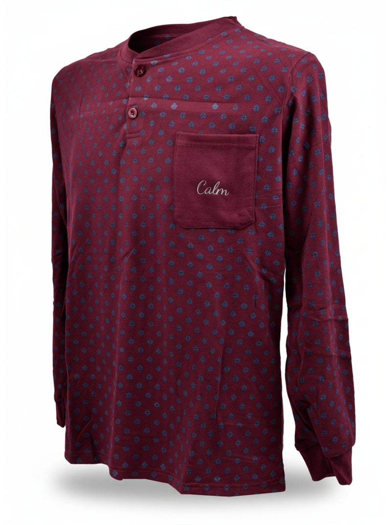 Pijama Hombre Invierno Polar Premium CALM Z2550 Burdeos - Kiabi