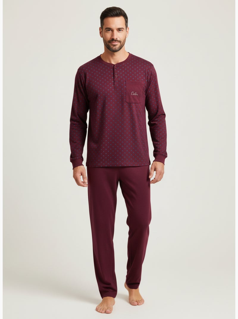 Pijama Hombre Invierno Polar Premium CALM Z2550 Burdeos - Kiabi