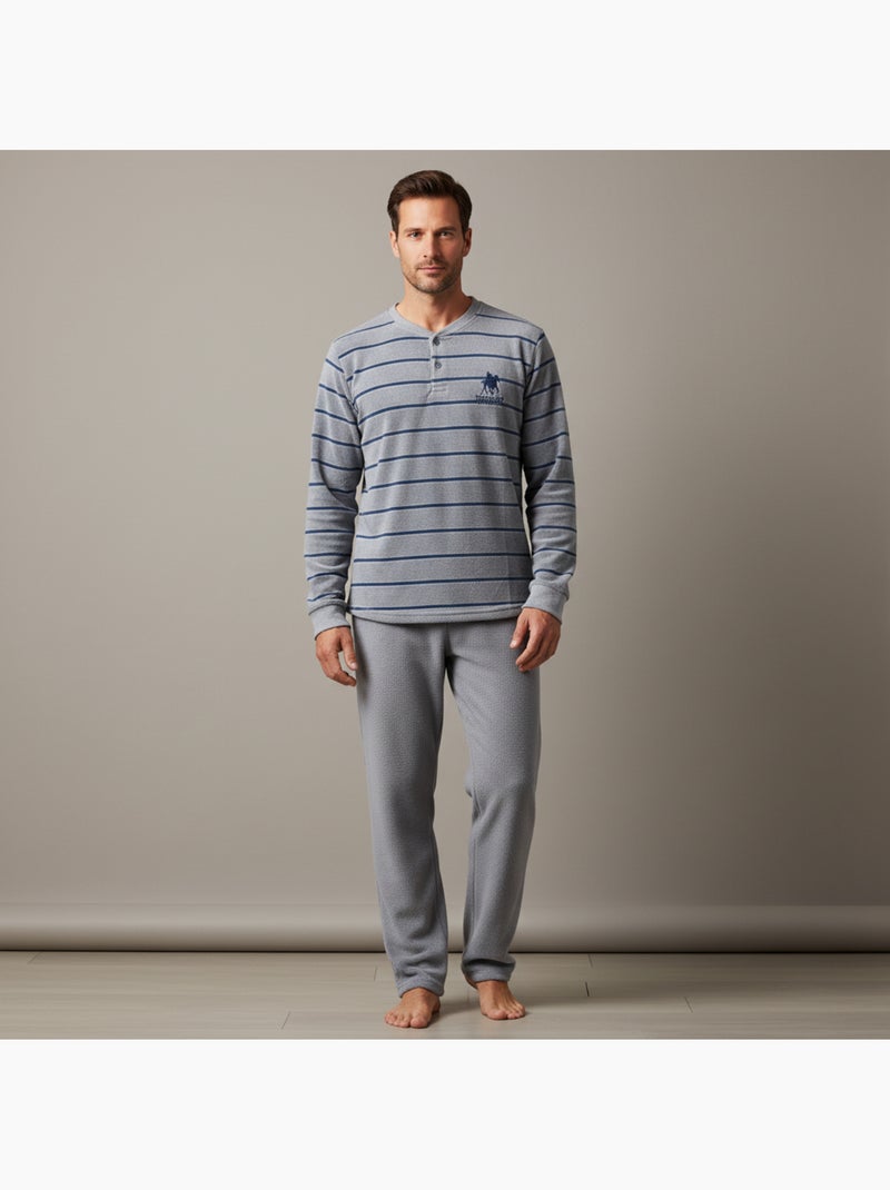 Pijama Hombre Invierno Polar SECRET CLUB Z2653 Gris - Kiabi