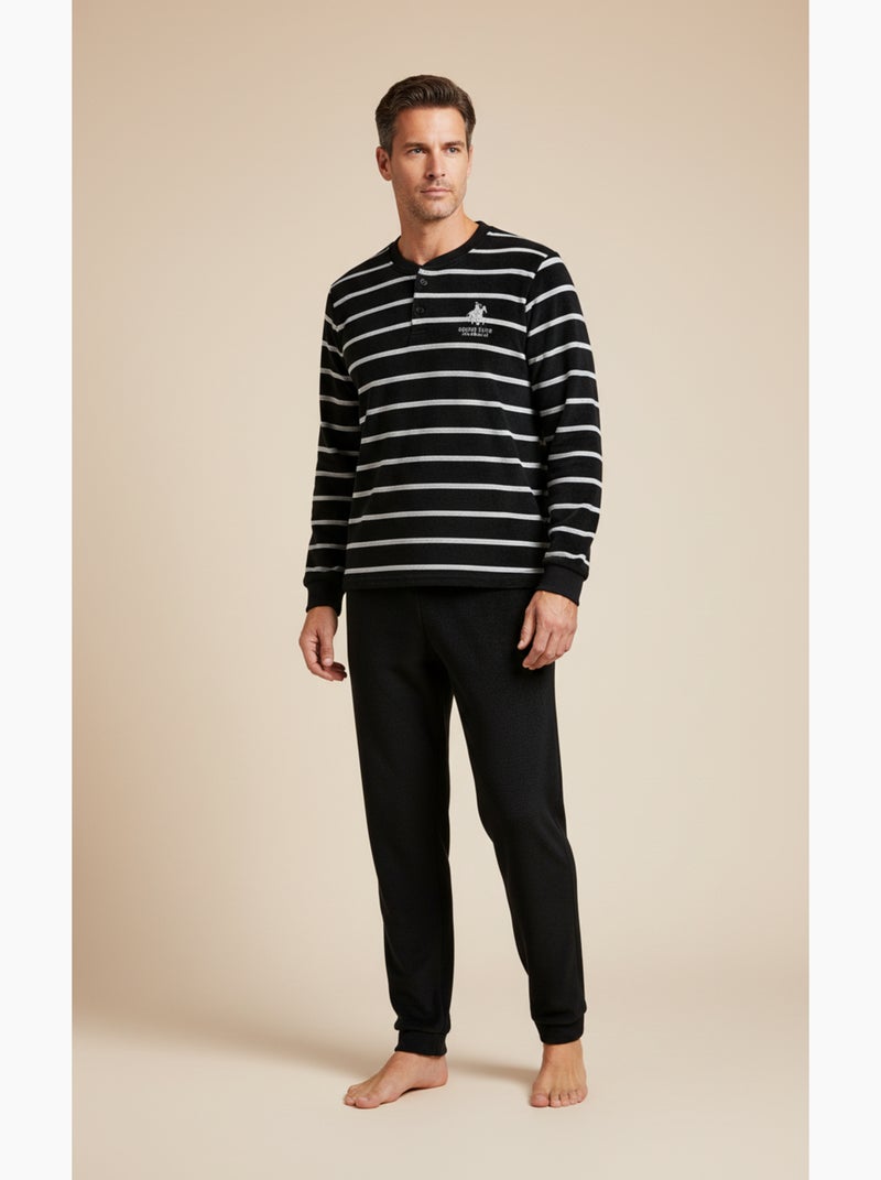 Pijama Hombre Invierno Polar SECRET CLUB Z2653 Negro - Kiabi
