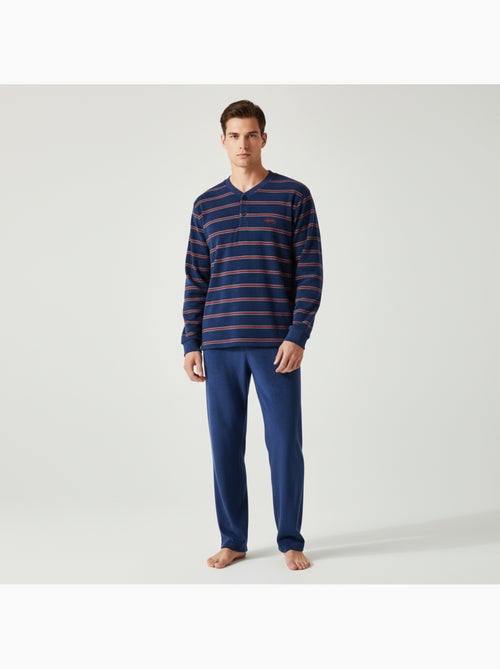 Pijama Hombre Invierno Polar Suave RAYAS Z2654 - Kiabi
