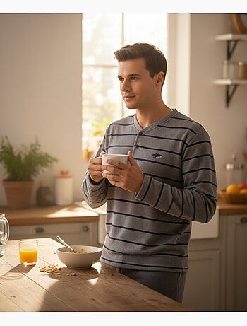 Pijama Hombre Invierno Polar Suave RAYAS Z2654