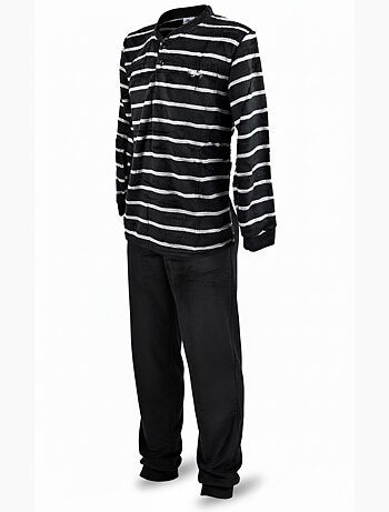 Pijama Hombre Invierno Polar Suave RAYAS Z2654