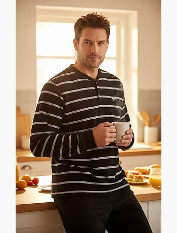 Pijama Hombre Invierno Polar Suave RAYAS Z2654