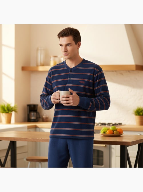 Pijama Hombre Invierno Polar Suave RAYURE Z2654 - Kiabi Pijama Hombre Invierno Polar Suave RAYURE Z2654 - Kiabi