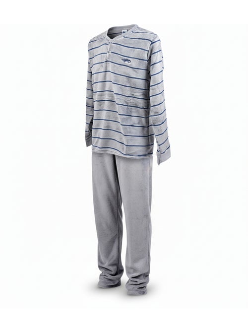 Pijama Hombre Invierno Polar Suave RAYURE Z2654 - Kiabi Pijama Hombre Invierno Polar Suave RAYURE Z2654 - Kiabi