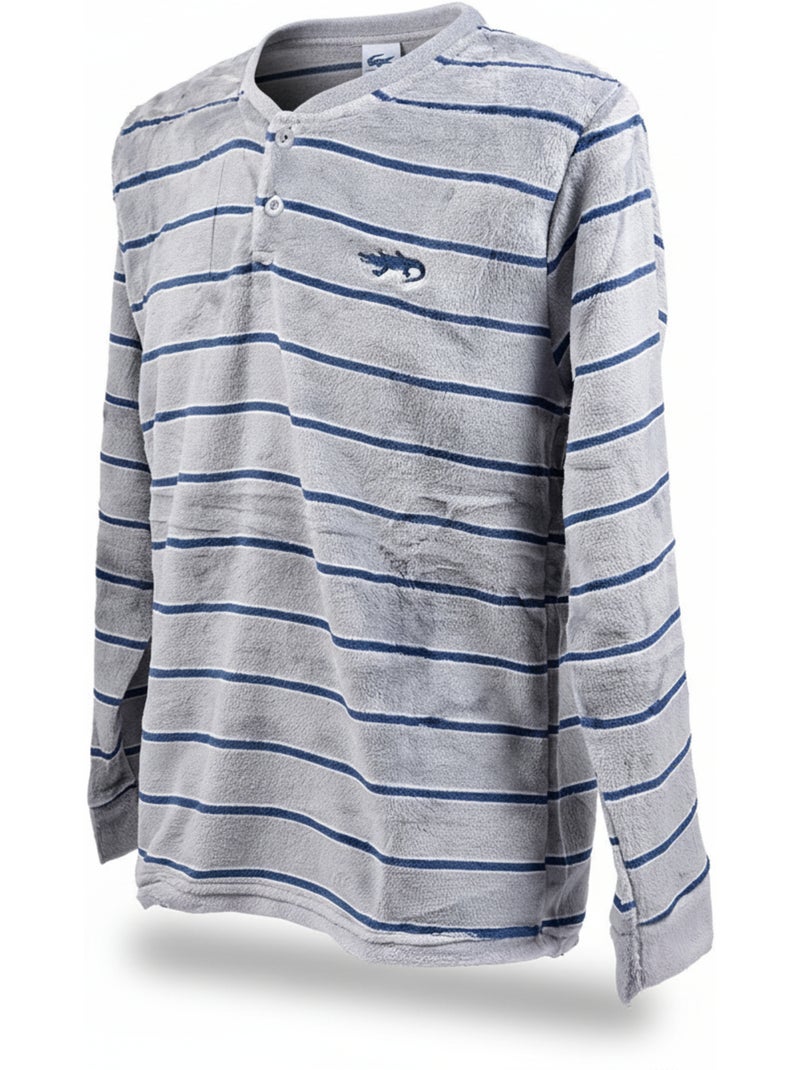Pijama Hombre Invierno Polar Suave RAYURE Z2654 Gris - Kiabi