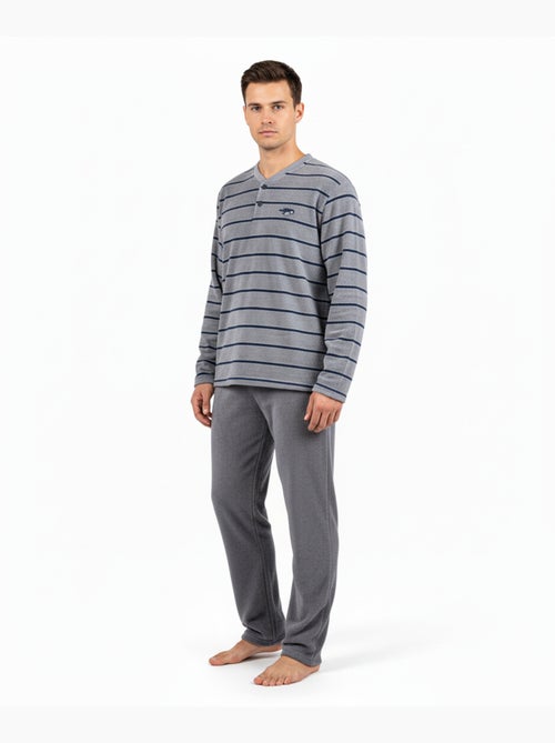 Pijama Hombre Invierno Polar Suave RAYURE Z2654 - Kiabi Pijama Hombre Invierno Polar Suave RAYURE Z2654 - Kiabi