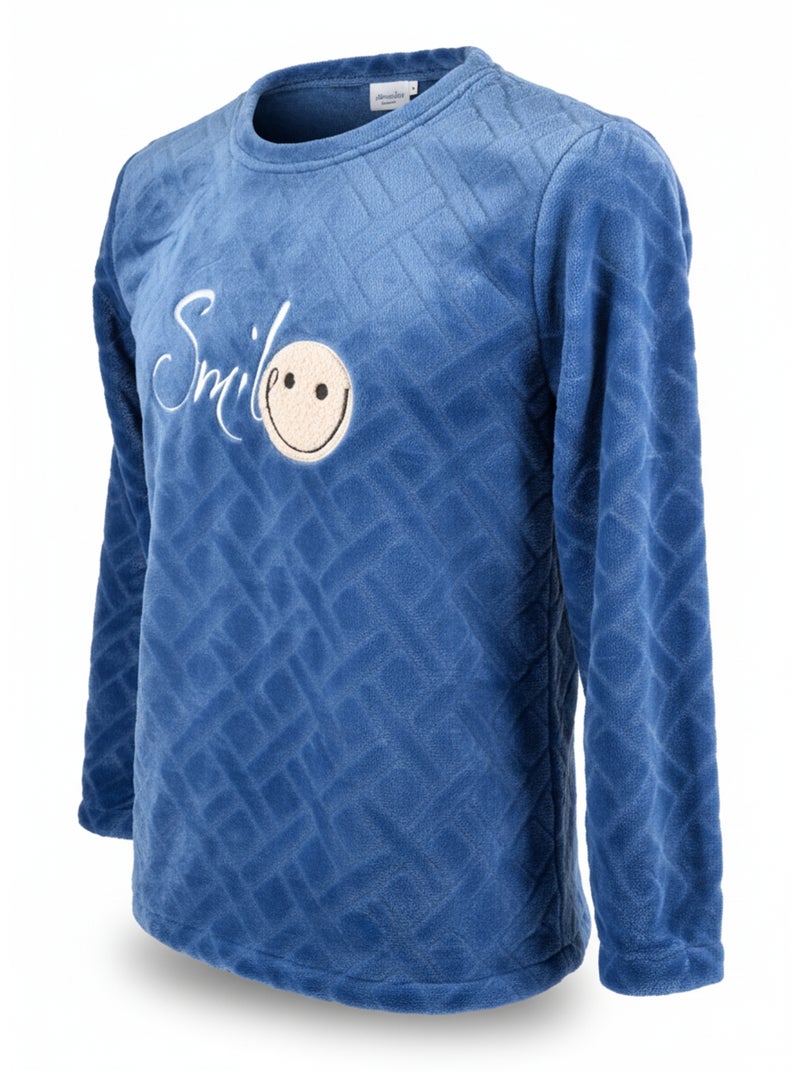 Pijama Hombre Invierno Polar Suave SMILE Azul marino - Kiabi