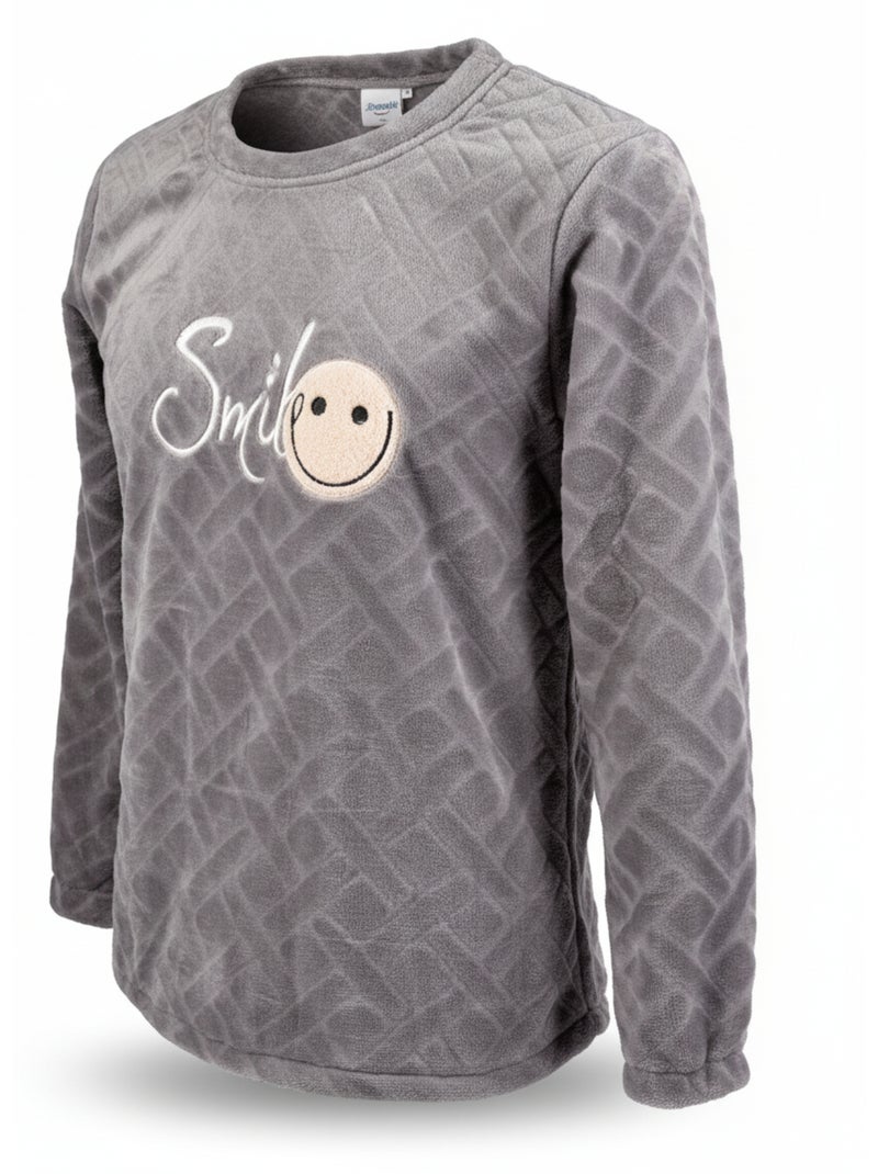 Pijama Hombre Invierno Polar Suave SMILE Gris - Kiabi