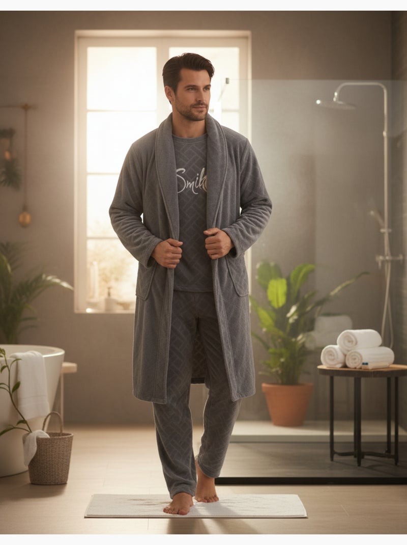 Pijama Hombre Invierno Polar Suave SMILE Gris - Kiabi