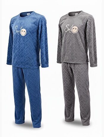 Pijama Hombre Invierno Polar Suave SMILE Pack de 2