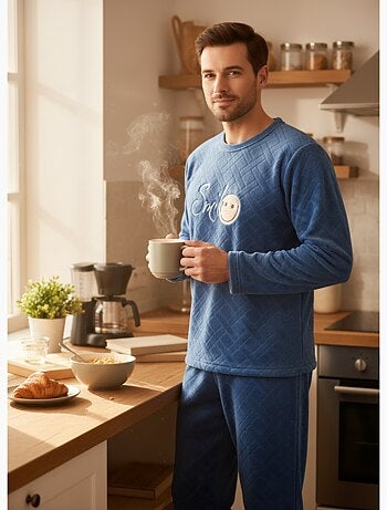 Pijama Hombre Invierno Polar Suave SMILE Pack de 2