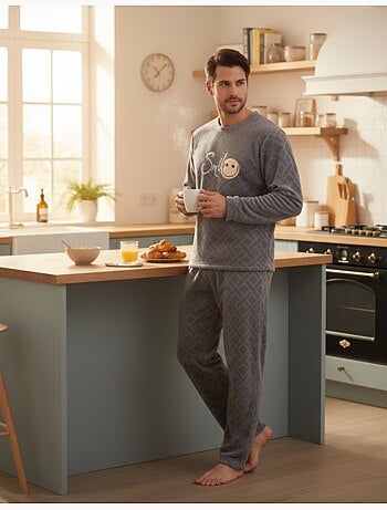 Pijama Hombre Invierno Polar Suave SMILE Pack de 2