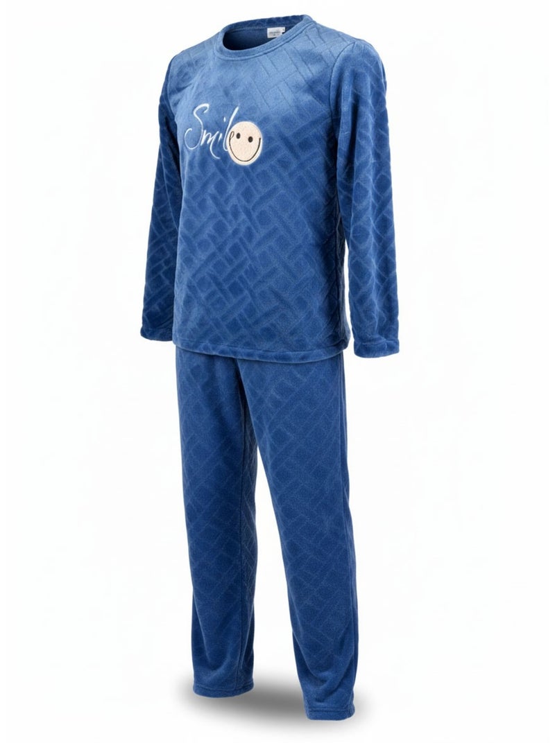 Pijama Hombre Invierno Polar Suave SMILE Pack de 2 Azul gris - Kiabi