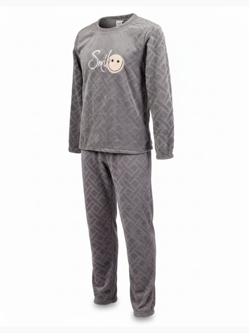 Pijama Hombre Invierno Polar Suave SMILE Pack de 2 Azul gris - Kiabi