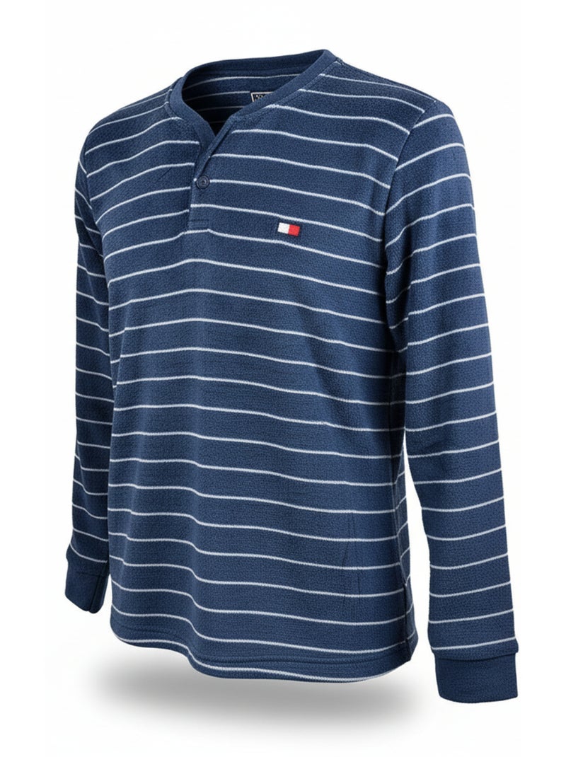 Pijama Hombre Invierno Polar ULTRA Suave Z2655 Azul marino - Kiabi