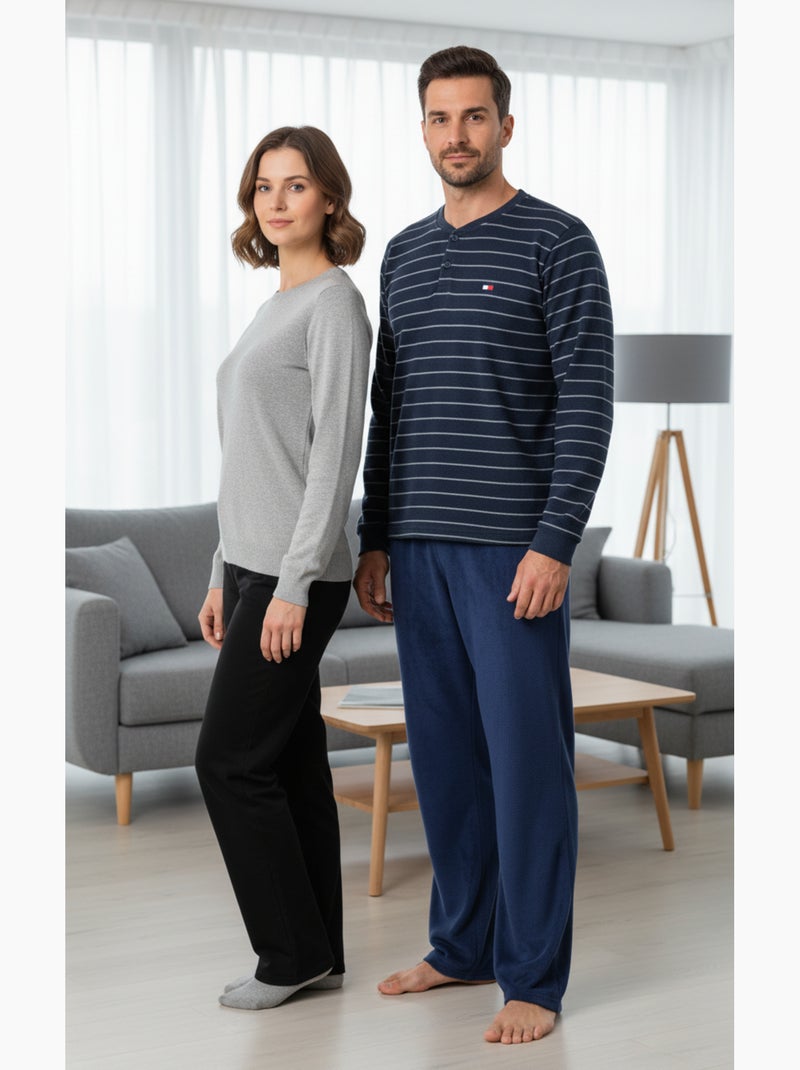 Pijama Hombre Invierno Polar ULTRA Suave Z2655 Azul marino - Kiabi