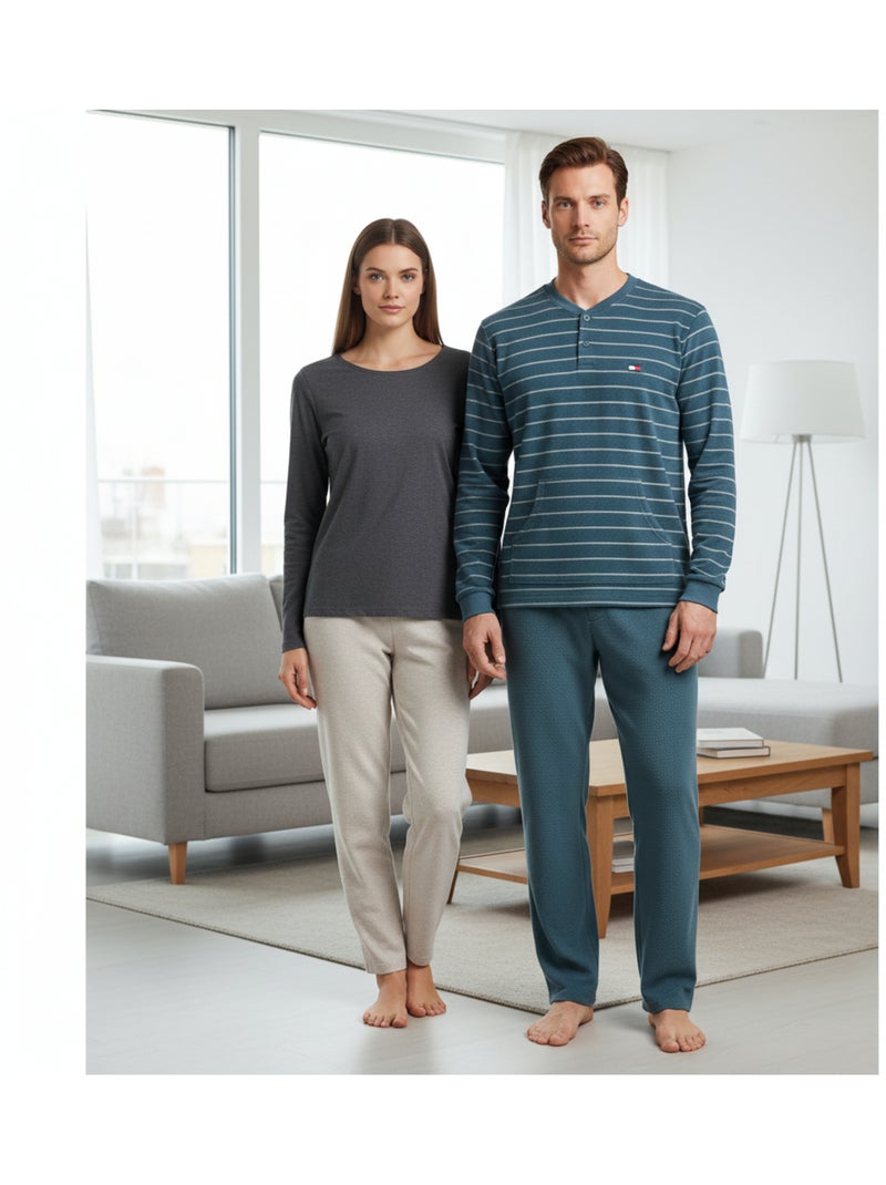 Pijama Hombre Invierno Polar ULTRA Suave Z2655 Verde caqui - Kiabi