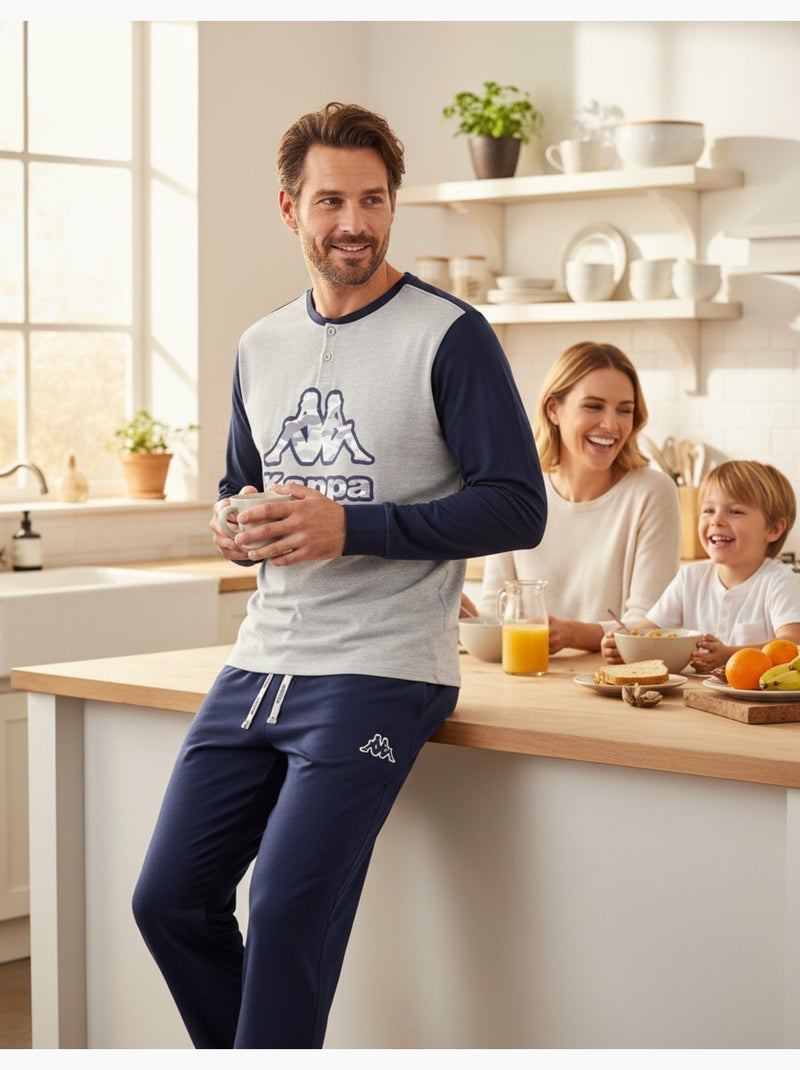 Pijama Hombre Largo KAPPA Algodón Azul gris - Kiabi