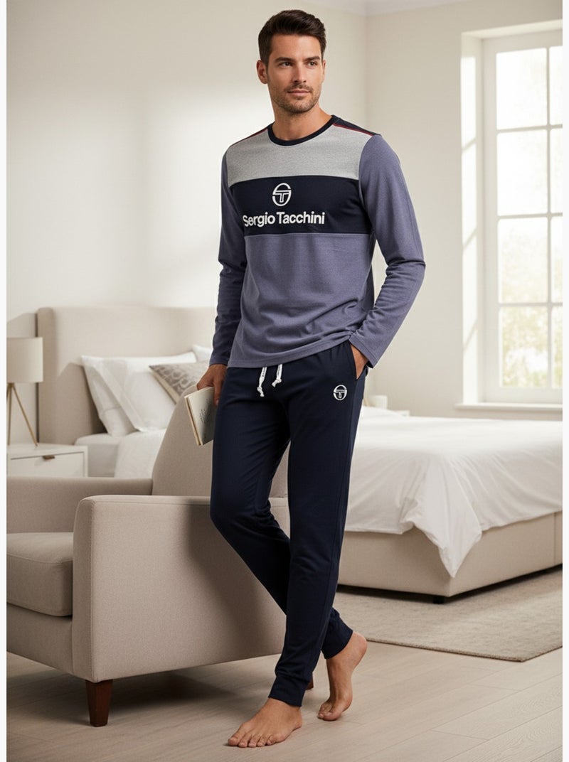 Pijama Hombre Largo SERGIO TACCHINI Azul Gris Negro - Kiabi