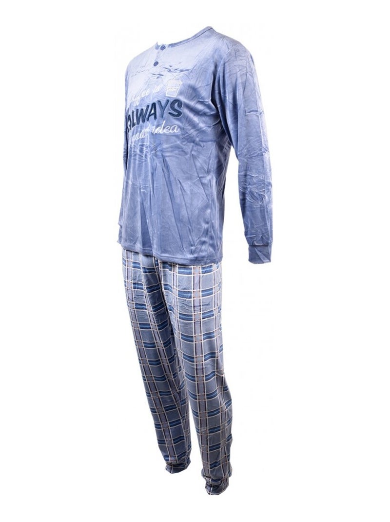 Pijama Hombre Largo SWEET SECRET Azul - Kiabi